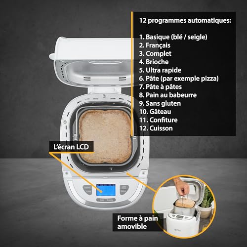 Visuel officiel TZS First Austria annonçant 12 programmes automatiques, avec le moule amovible et l'écran LCD de la machine couvercle ouvert